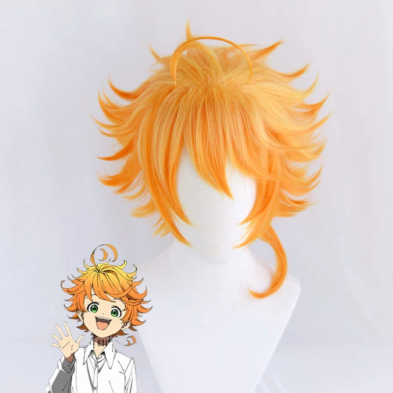 

Emma Cosplay Wig Anime Yakusoku no Neverland Women Orange Cosplay Wig The Promised Neverland Emma Cosplay+Wig Cap