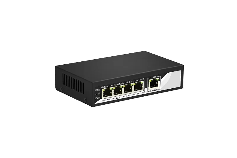 

5-port 10/100/1000M switch, of which 1-4 ports support POE, IEEE 802.3af international standard, external total power 65W