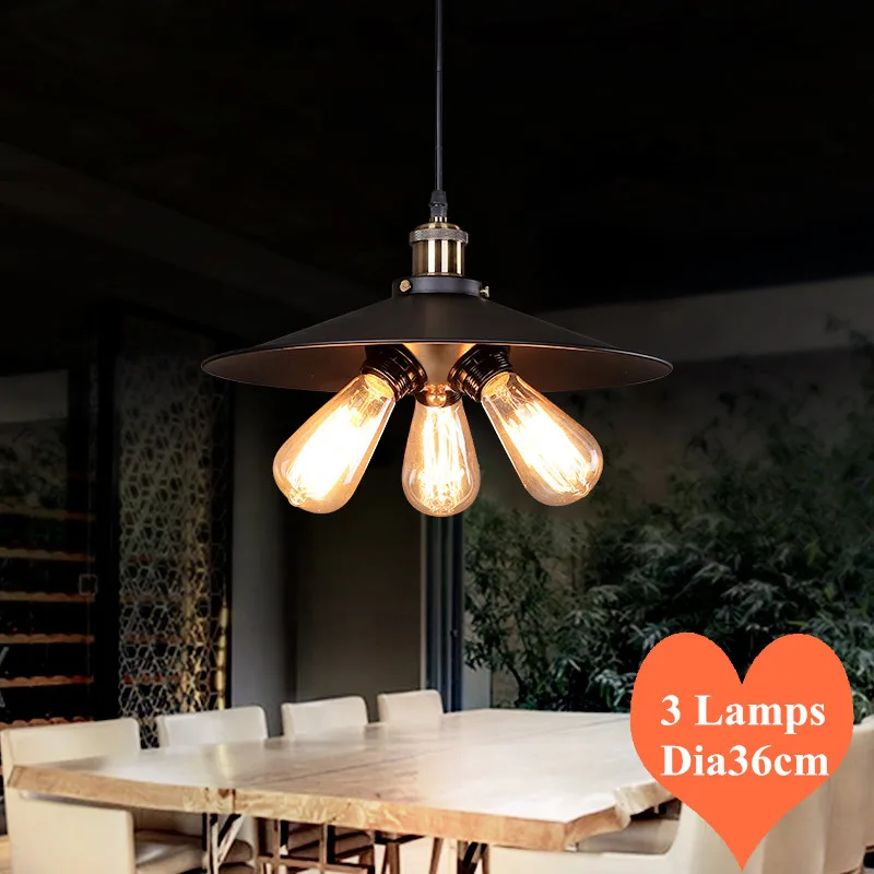 

Modern creative iron pendant lights industrial hang lamp lustres de sala E27 LED three lamps for porch&bar&dining room CYDD009E