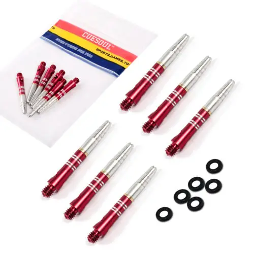 

CUESOUL 2 Set Spin Aluminum Material Red Dart Shafts 2BA Groove Dart Stem with O'rings DS-021