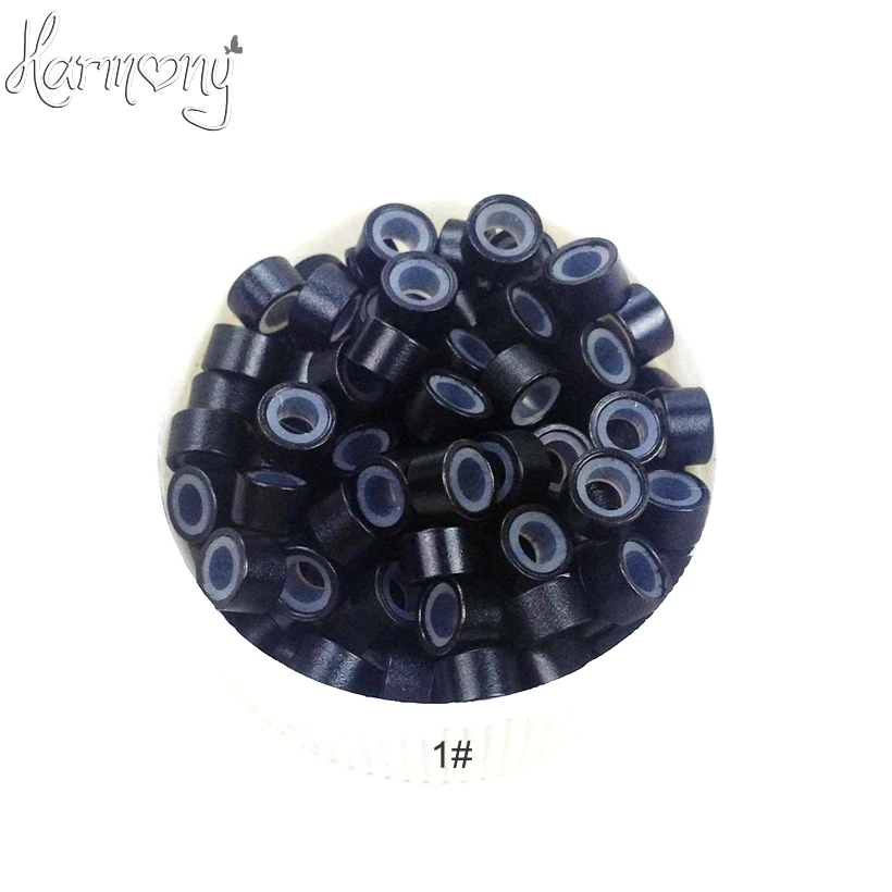 

(1000pcs 8# Dark Blonde color) 5.0mm Aluminium Micro ring Silicone lined Links Beads tube tools accessories