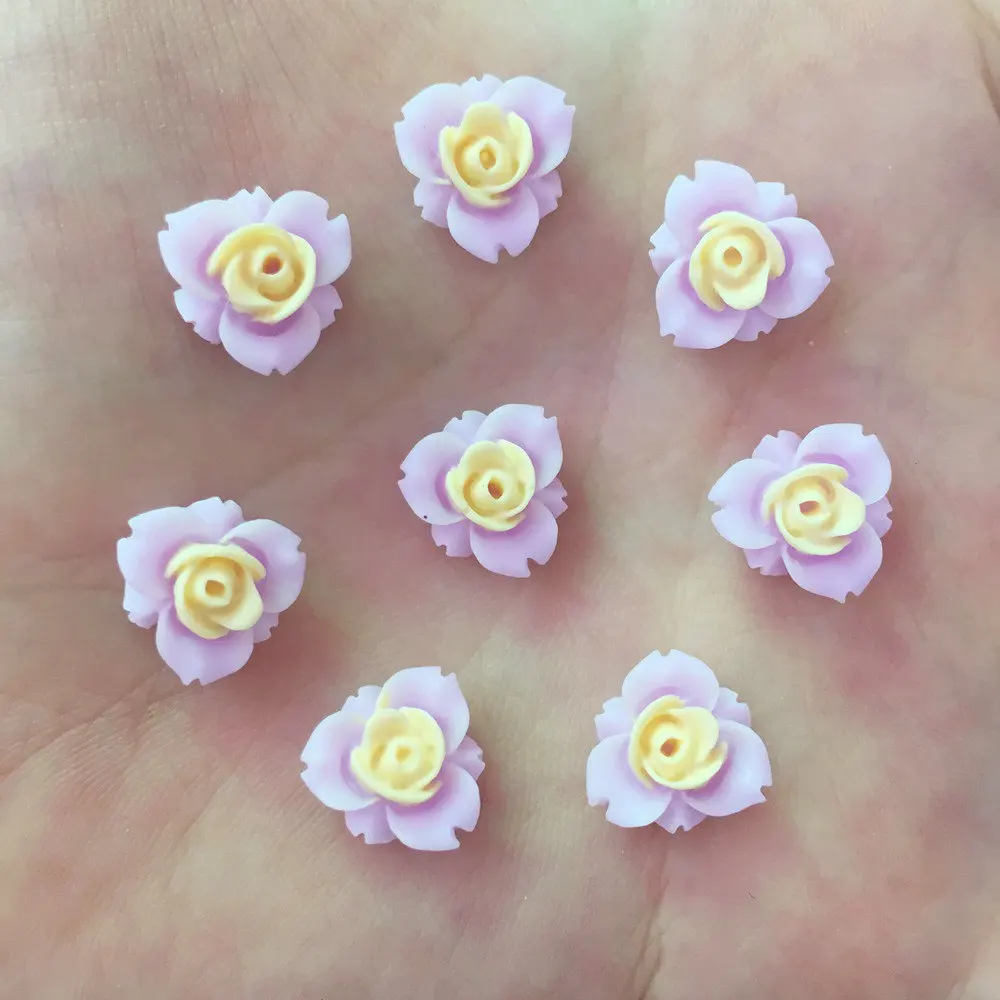 New 80PCS Resin 11mm 3 Petal Flower Flatback Stone Scrapbook Wedding Ornaments W12*2