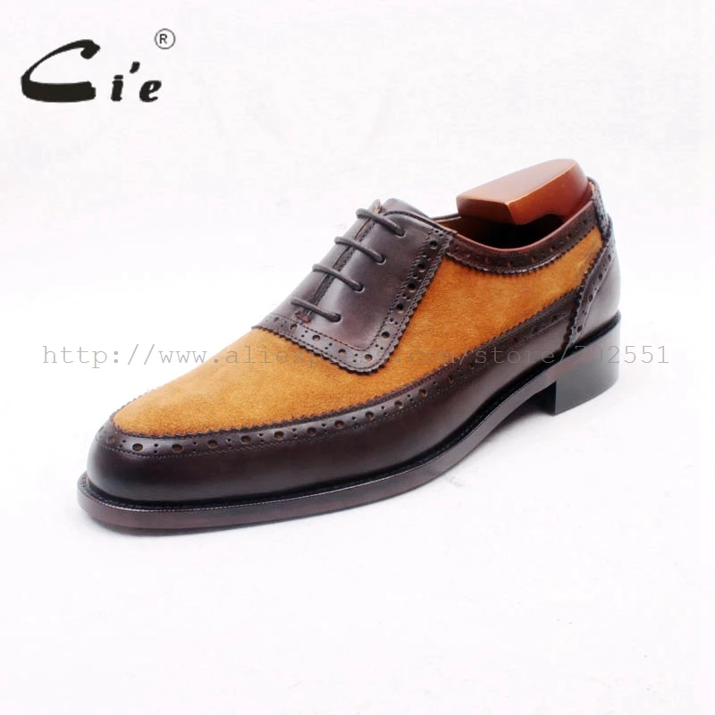 cie Custom Handmade Round Toe Brown Suede Matching Genuine Calf LeatherDark Brown Men\'s Oxford Shoe  No.OX712 adhesive craft