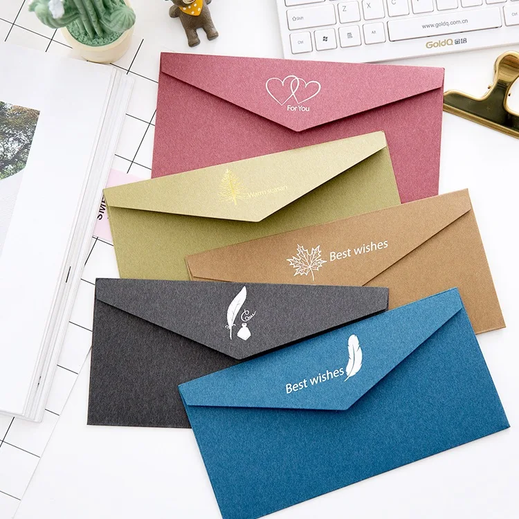 10 pcs/lot Vintage gold Kraft Paper Envelopes European Style Gift Envelope For Business Card Wedding Invitation Envelope