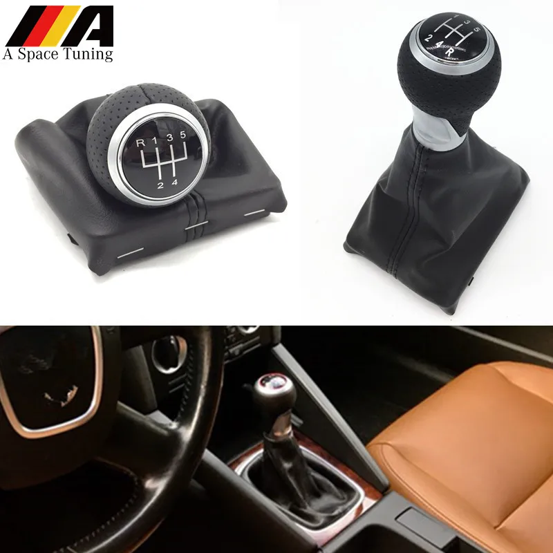 5/6 Speed Manual Gear Shift Knob Lever Stick Arm Pen Gaiter Boot Cover Case For Audi A4 S4 B8 8K A5 8T Q5 8R S Line 2007-2015 