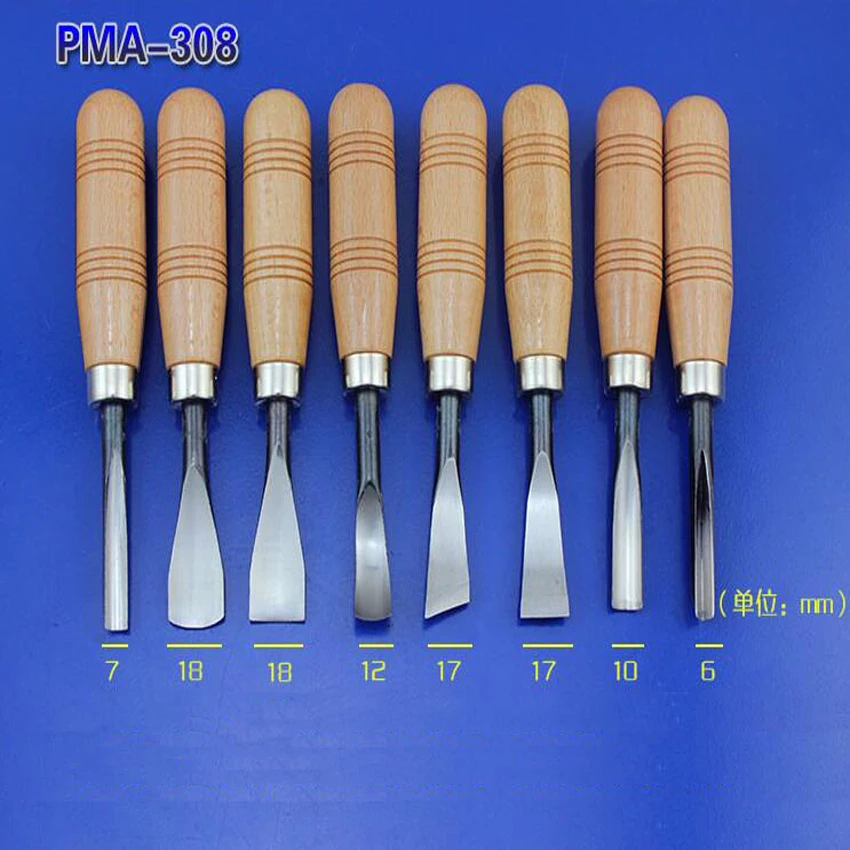 

8PCS High quality Promotions The Best Price Dry hand Wood Carving Tools Chip Detail Chisel set Knives tool woodcut knife PMA-308