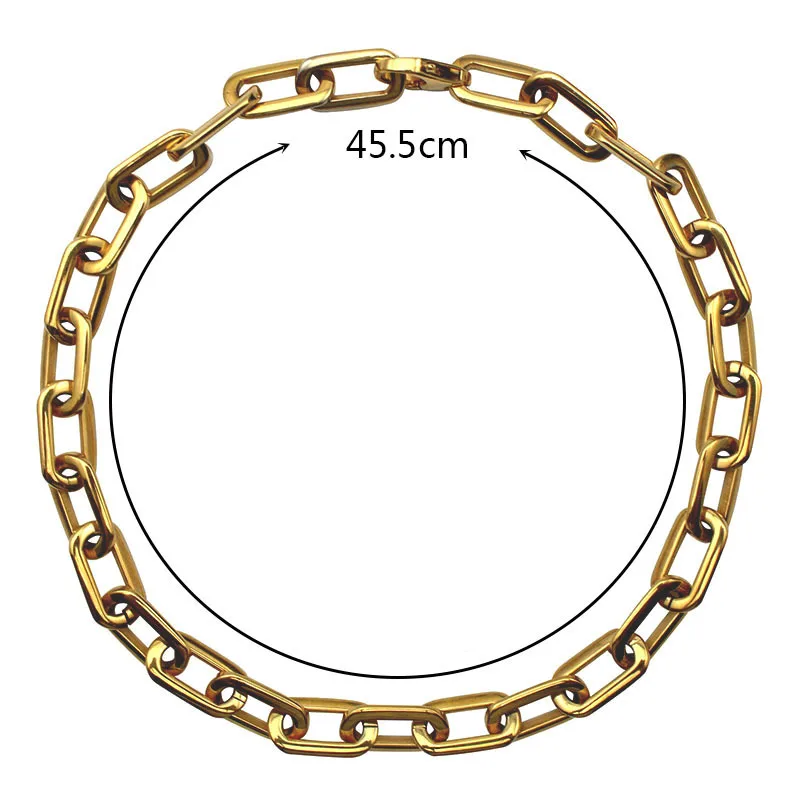 Mirror Polish Silver Color Never Fade 316L Stainless Steel Long Square Chain Connected Chain Link Necklace for Women