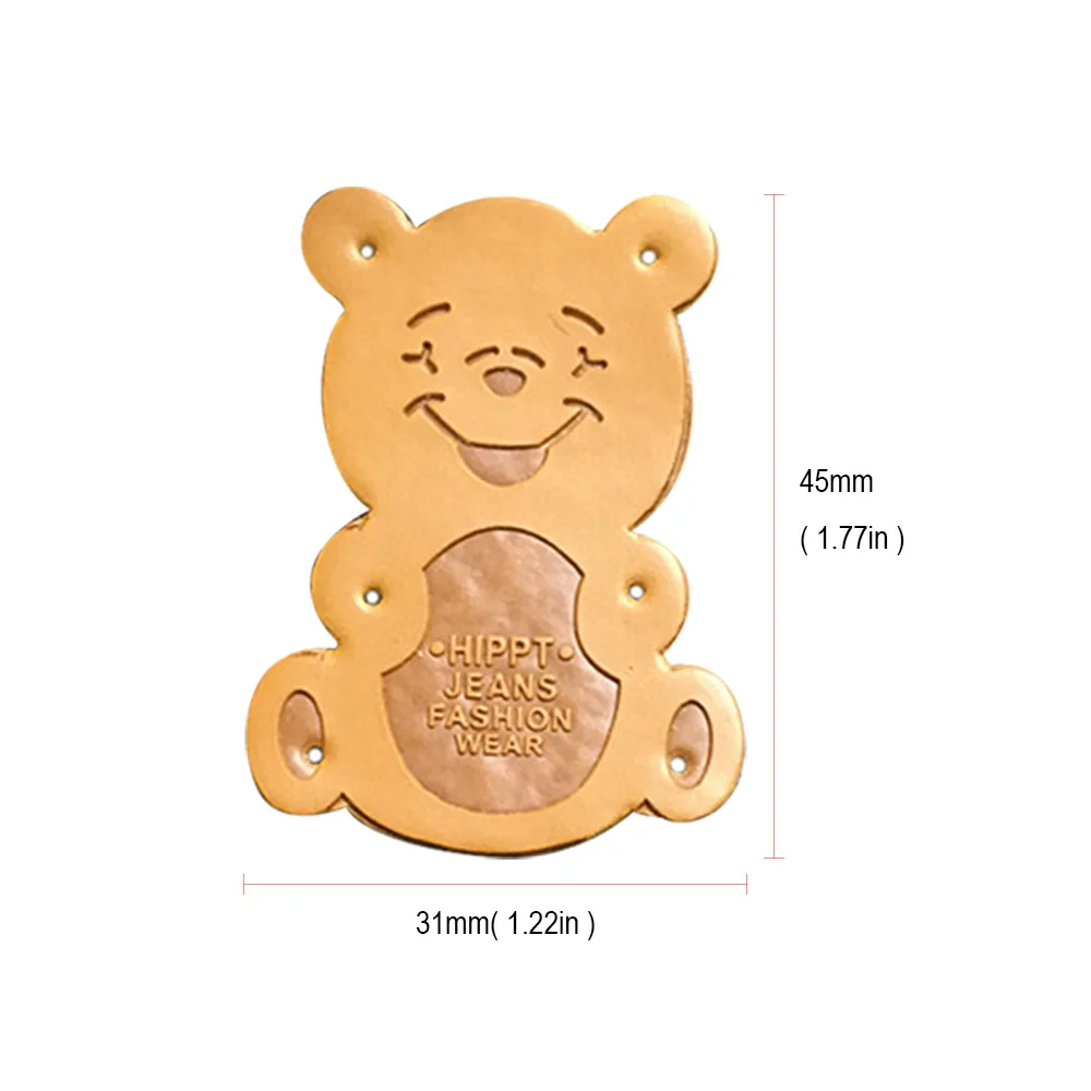 Handmade Leather Patches For Clothing Bear Logo Diy Craft Tags For Gift Handwork Leather Labels For Bags Sewing Accessories