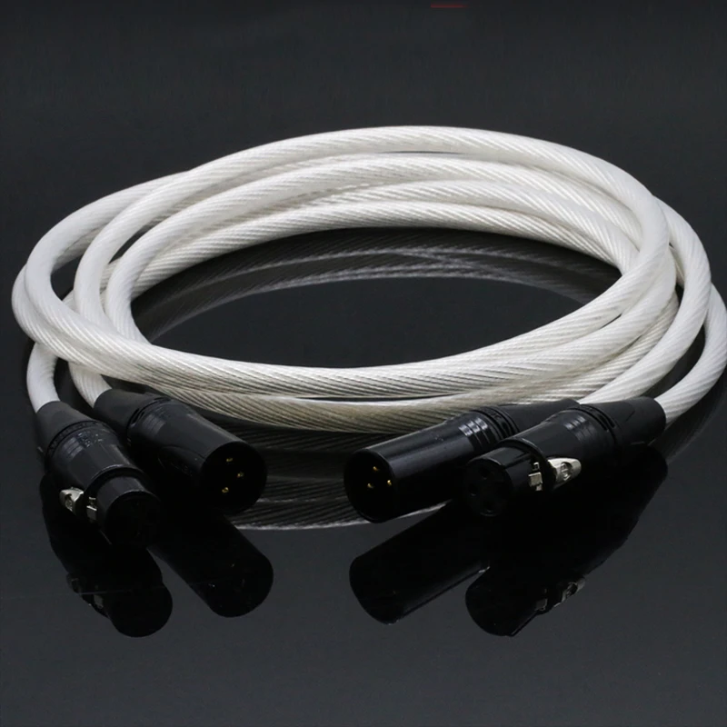 

Pair Hifi neutrik XLR Cable Hi-end pure silver 5NOCC cable Hifi 2 XLR Male to 2 XLR Female Cable Balance line