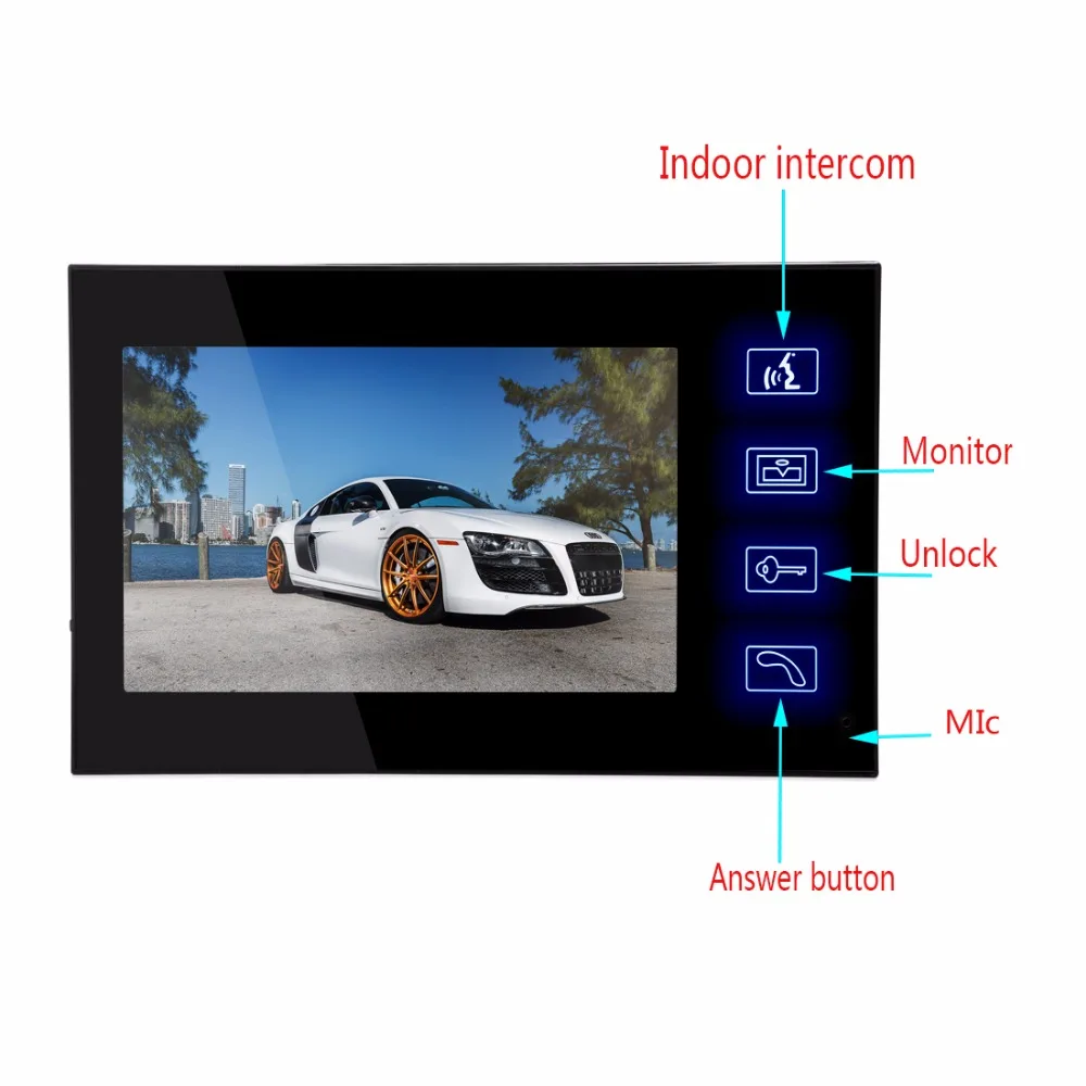 電話とカメラ用の有線/無線インターホンキー,7インチのビデオモニター,パスワード付き,1台