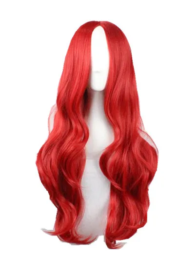 Curly Wigs Fei-Show Synthetic Heat Resistant Fiber Long Red Middle Part Line Hair Costume Cos-play Women Peruca Female Hairpiece