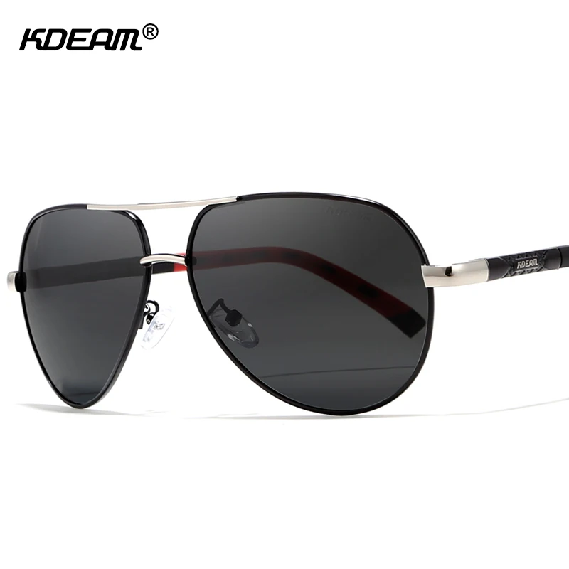 KDEAM 63mm Pilot Men Sunglasses Polarized Outdoor Sun Glasses Driving Stainless Steel Spring-loaded Hinges Include Full Pack