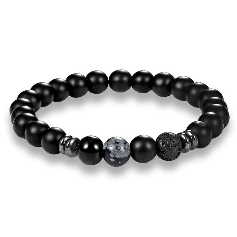 MKENDN-pulsera minimalista de piedra Natural para hombre, brazalete de cuentas de hematita, accesorios de joyería para hombre, pulsera de Yoga para hombres