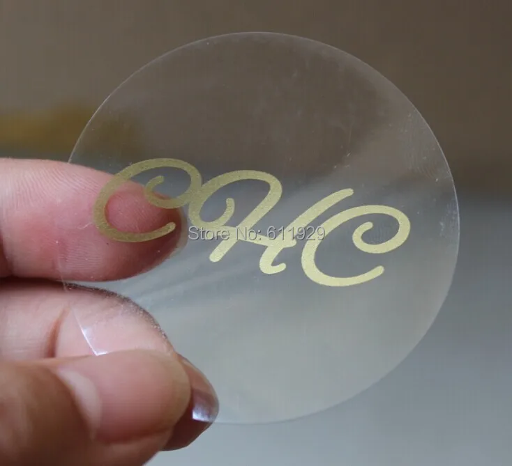 

Free shipping custom gold stamping sticker/round clear PVC sticker/packing transparent stickers/clothing stickers 1000 pcs a lot