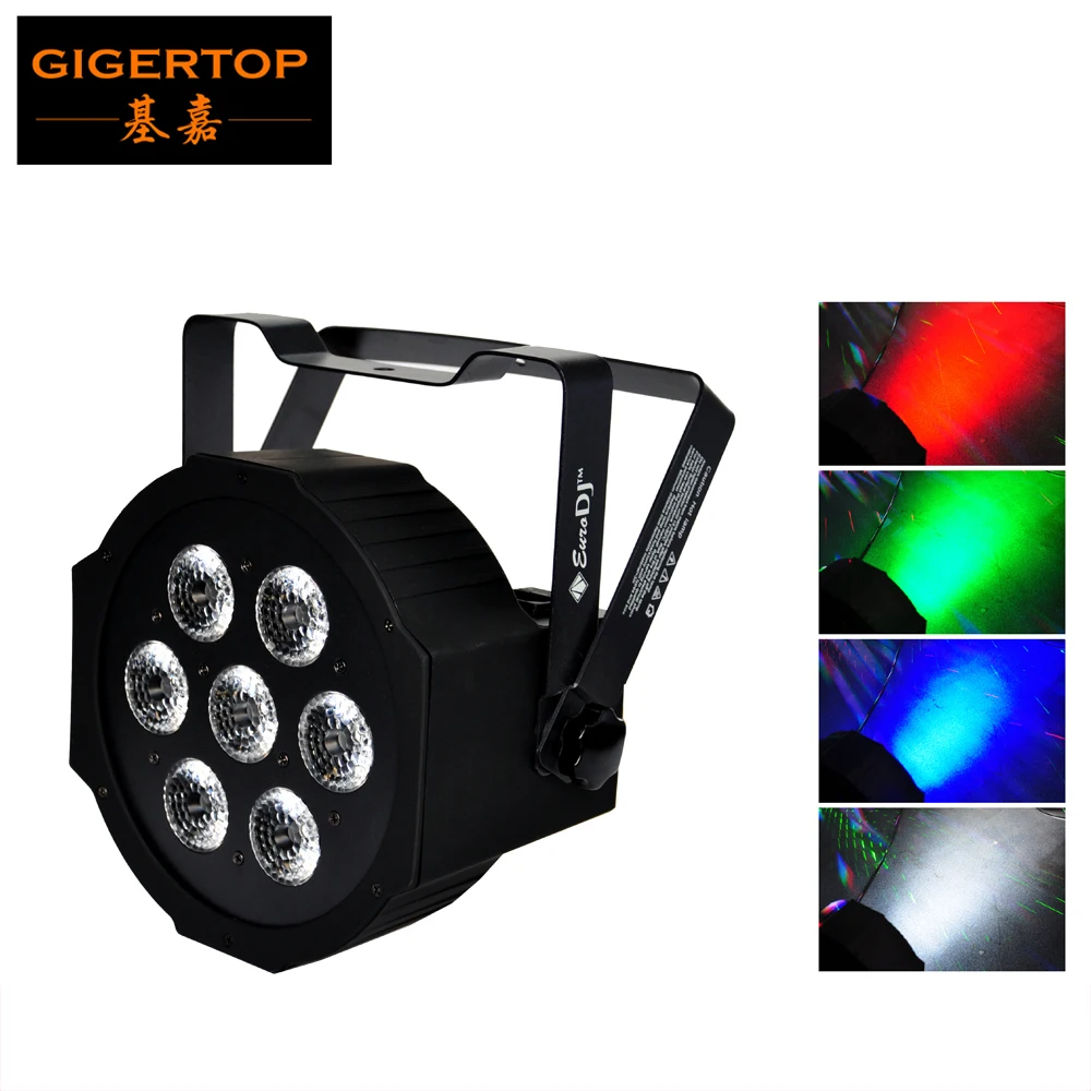 TIPTOP MEGA HEXAD PAR 7 x 12W RGBW Flat Led Par Cans 3PIN XLR DMX IN/OUT Connector Simple Design Big Lens Smooth Dimmer