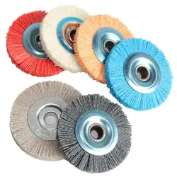 1pc 100*16mm 4 Inch Nylon Abrasive Brush Wheel Grit120-600 Polymer-abrasive Wire Drawing Round Polishing Brush wood deburring