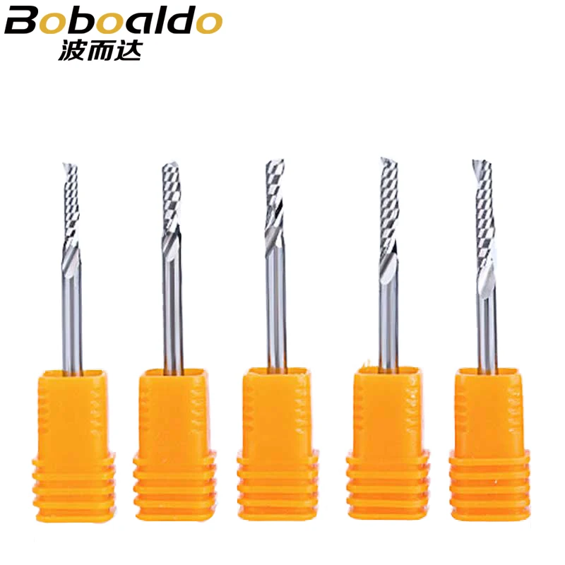Fresa de Carboneto de Haste 3.175 mm Fresa de Ranhura Espiral de Uma Flauta Única Ferramentas de Broca de Gravação Cnc com 10 Peças