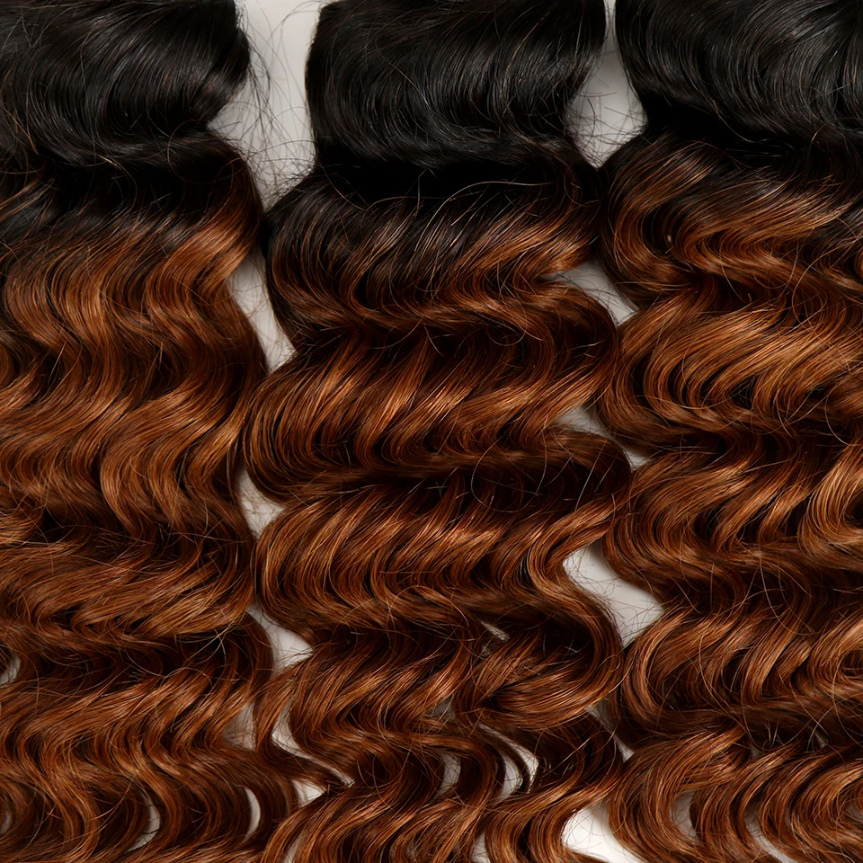 Rebecca Ombre Malaysian Deep Wave Bundles 1/3/4 Pcs Remy 2 Tone Color T1B/27# T1B/30# T1B/99J# 100% Human Hair Bundles