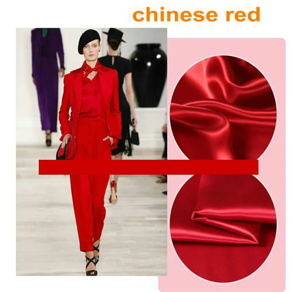 

16m/m,114cm Chinese red mulberry silk charmeuse satin fabric for silk dress