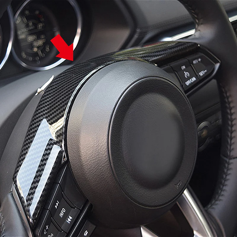 

Car-styling ABS Chrome Carbon Fiber Style Steering Wheel Panel Frame Trim For Mazda 2 Demio DL Sedan DJ Hatchback 2018 2019