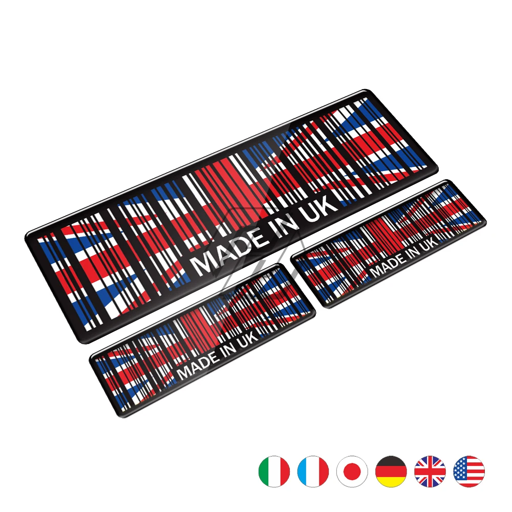 

3D Personalized Barcode Union Jack Sticker Made In France Japan USA UK Italy Germany