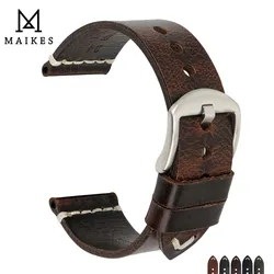 MAIKES Genuine Leather Watchband 20mm 22mm 24mm Watch Accessories Watch Straps Vintage Bracelet Watch Band For CITIZEN Watch