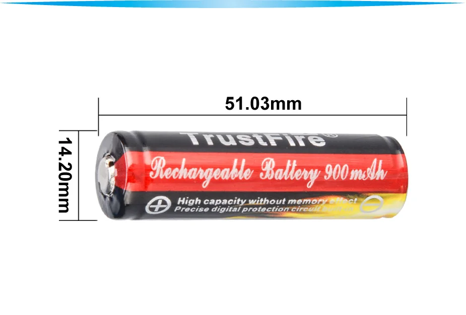 2pcs TrustFire 3.7V Li-ion 14500 Rechargeable Battery 900mAh Real Capacity Lithium Battery with Protected PCB