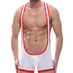 Sexy Men's Wrestling Singlet underwear U convex design Breathable Mesh Underwear Jumpsuit bodysuit