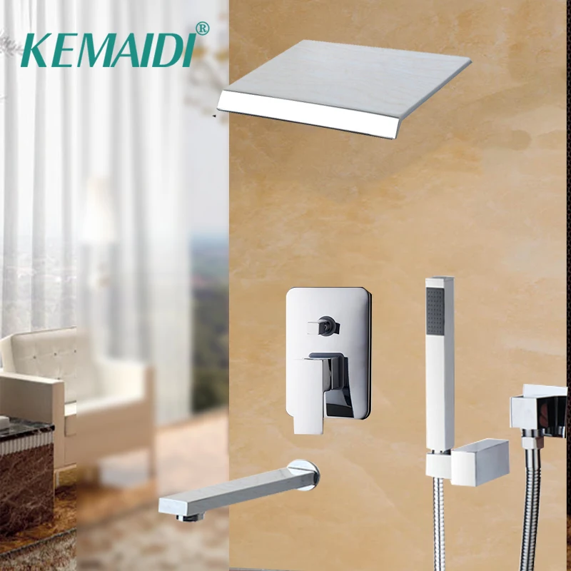 KEMAIDI Bathroom Shower Set Bathtub Rainfall Shower Head Panel Mixer Wall Mounted Message Shower Set With Hand Shower Wall Mount