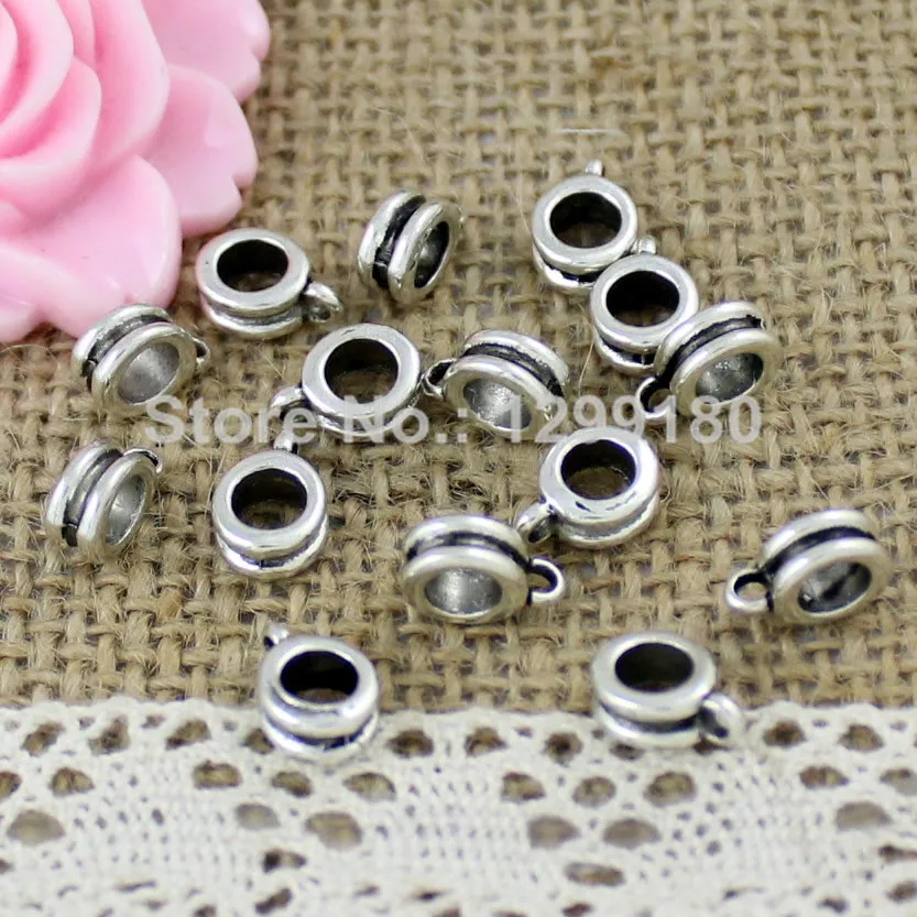 50pcs/lot Zinc Alloy Silver Tone Charm Pendant Bails Cord end For Necklace DIY Jewelry Making Accessories 4x11mm Hole:5mm K01912