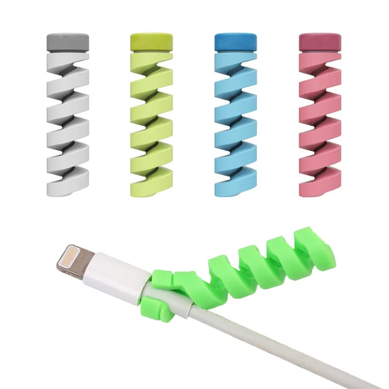 Mobile phone usb Cable Protector winder Anti-break silicone Spiral cable winder saver for iphone samsung xiaomi huawei cable