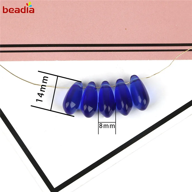 Lampwork Glass Czech Bead Water Drop Oval Gradient Color Beads For Jewelry Making Woman DIY Necklace Findings 14x8mm 5pcs