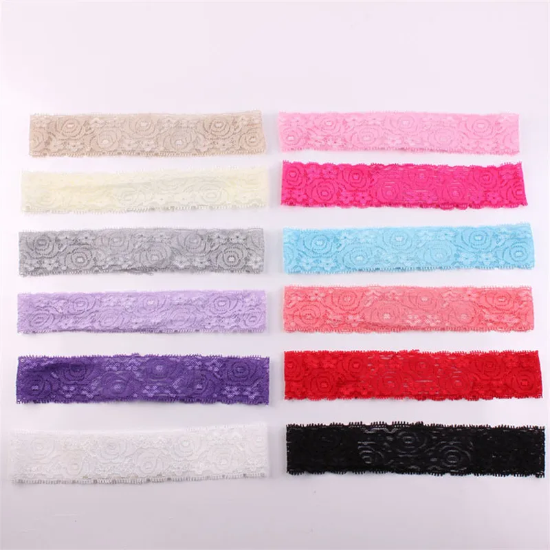 5 Pcs/Lot Newborn 40mm Elastic Lace Headband Girls Kids DIY Hair Band Accessories Handmade DIY Tools