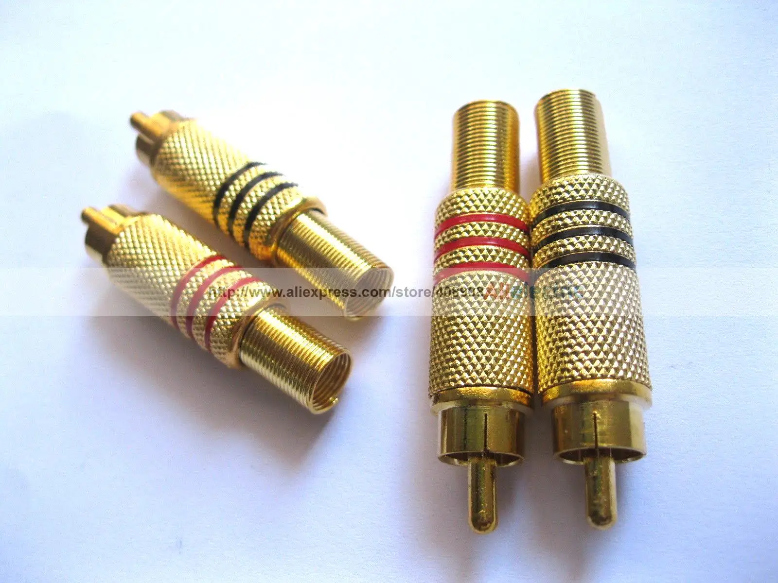 80 Pcs RCA Male Plug Gold Plated with Spring Red Black