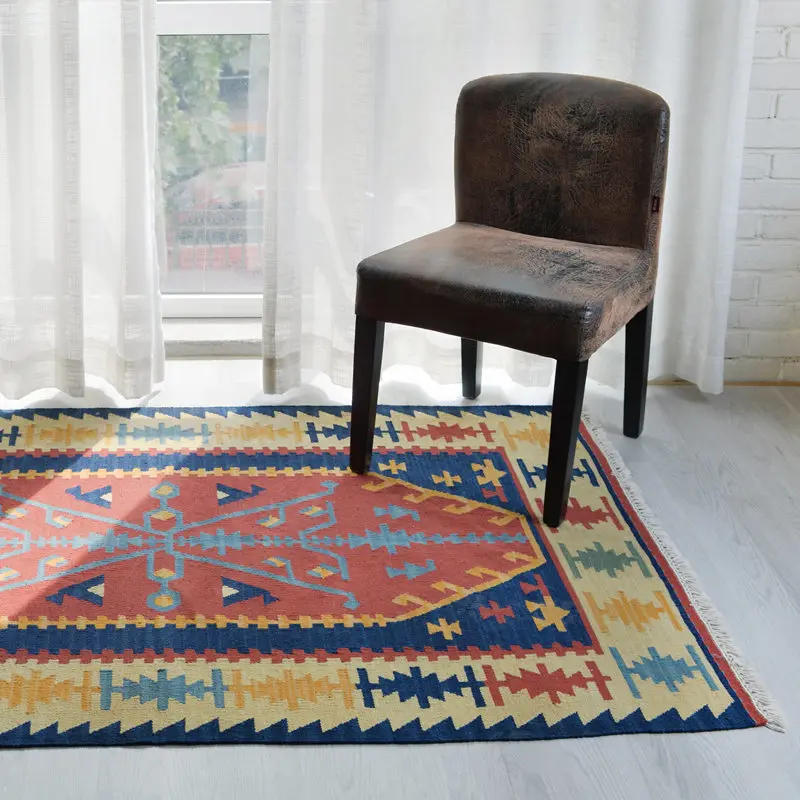 bohemian tapestriesKILIM wool family living room, tea table, bedroom tapestry carpet hand-woven by Moroccan people