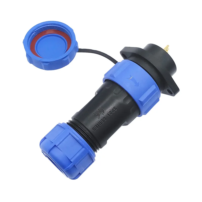 SP2110 flange waterproof connector SP21 2/3/4/5/7/9/12 Pin IP68 power cable connector Male plug and Female socket