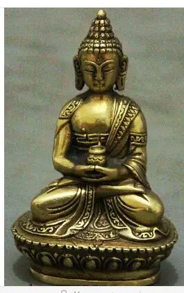 Tibet Brass Buddhism Ayutthaya Shakyamuni Sakyamuni Buddha Bowl Statue Figurine Art Bronze sculpture home decoration