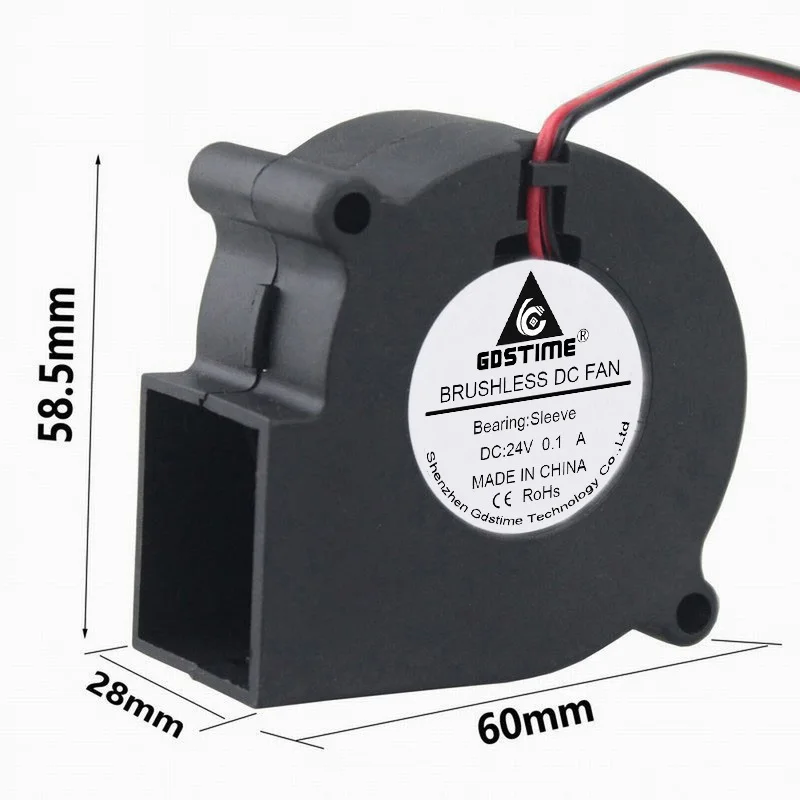 

1 Piese Gdstime 6cm 60mm x 28mm 24V DC Exhaust Blower Cooling Cooler Fan 60x28mm 6028s Dc Fan Blower 24V