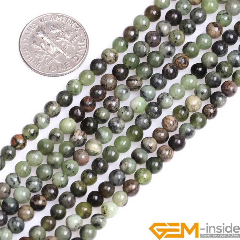 4mm 6mm 8mm Round Natural Green Dendritic Green Jades Beads DIY Loose Beads For Jewelry Making Strand 15 Inch Wholesale