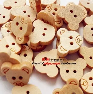 DIY Wooden sewing button bear head 2 holes DIY accessories jewelry accessories