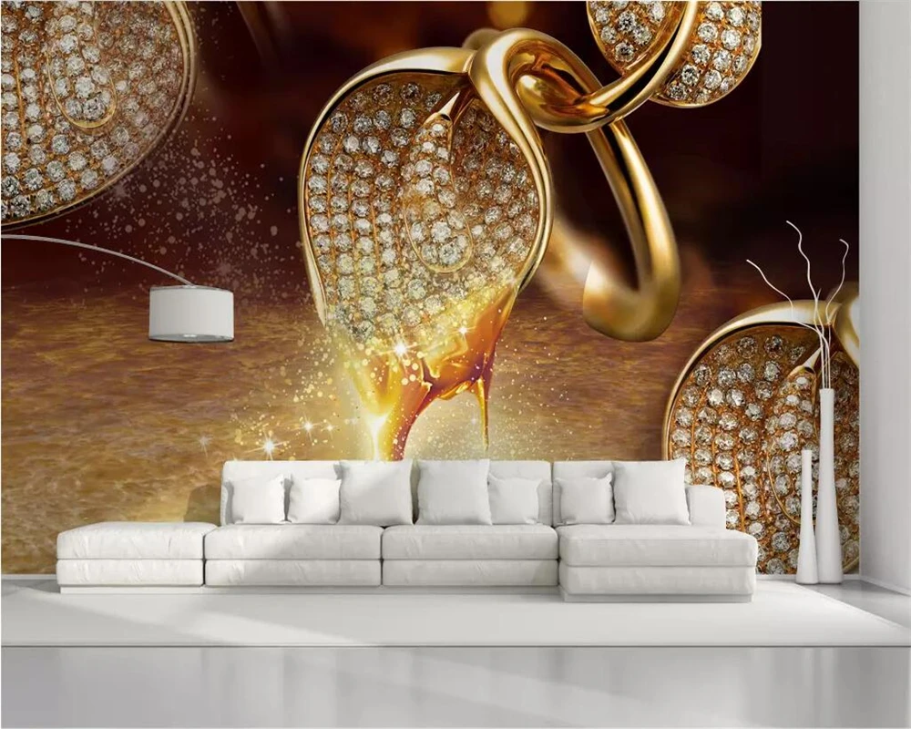 beibehang Custom wallpaper 3D gold calla lily diamond jewelry background wall painting 5d decorative wallpaper 8d crystal murals