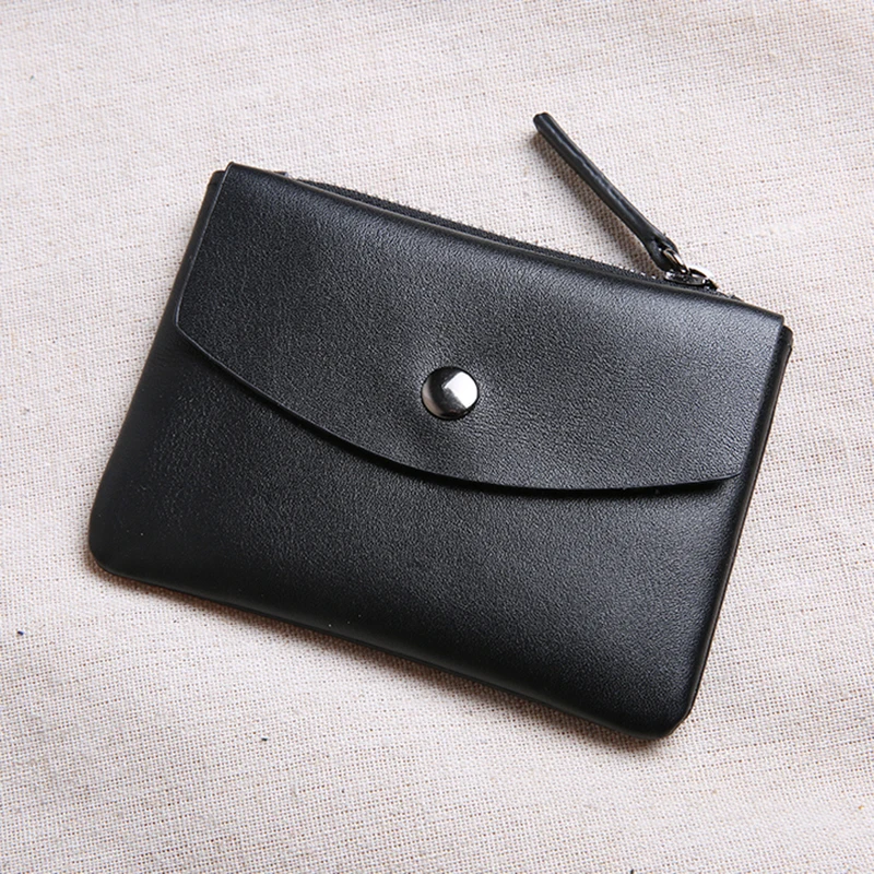 Genuine Leather Wallet For Men Women Short Small Slim Mini Women\'s Coin Purse Men\'s Wallets Card Holder With Zipper Coin Pocket