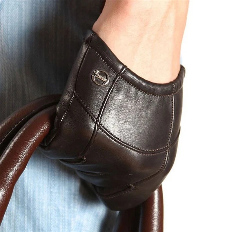 Ziegenleder Spezielle Bieten Kurze Stil Männer Handschuhe Handgelenk Elastische Echtem Leder Mode Schaffell Handschuh Für Fahren EM004PN-5