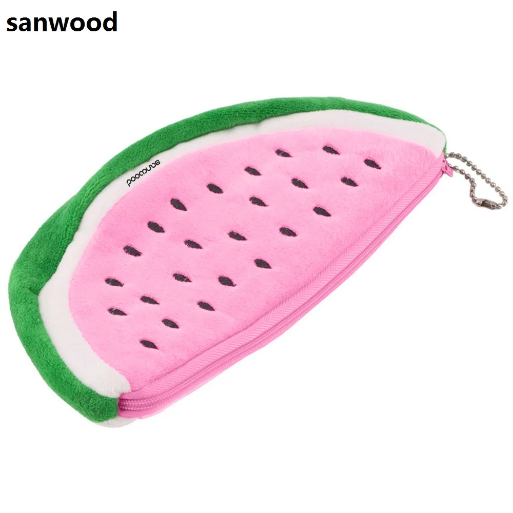 

2016 Watermelon Plush Key Coin Wallet Purse Cosmetic Makeup Pouch Phone Pencil Pen Bag Carteira 9IJ3