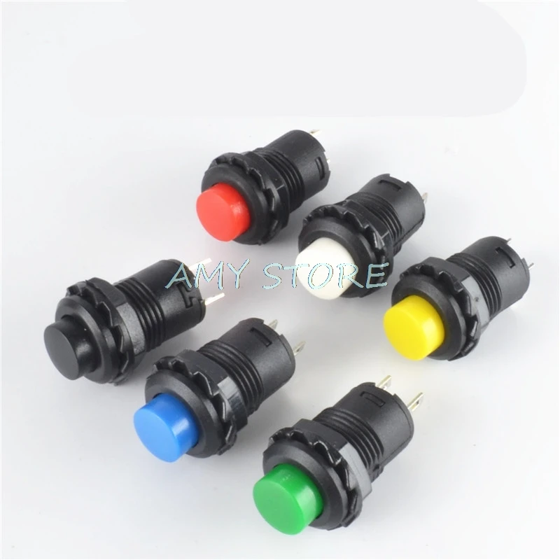 

10pcs or 12pcs Momentary Push Button Switch 12mm Momentary 3A /125VAC 1.5A/250VAC BLACK WHITE YELLOW RED GREEN BLUE DS-227