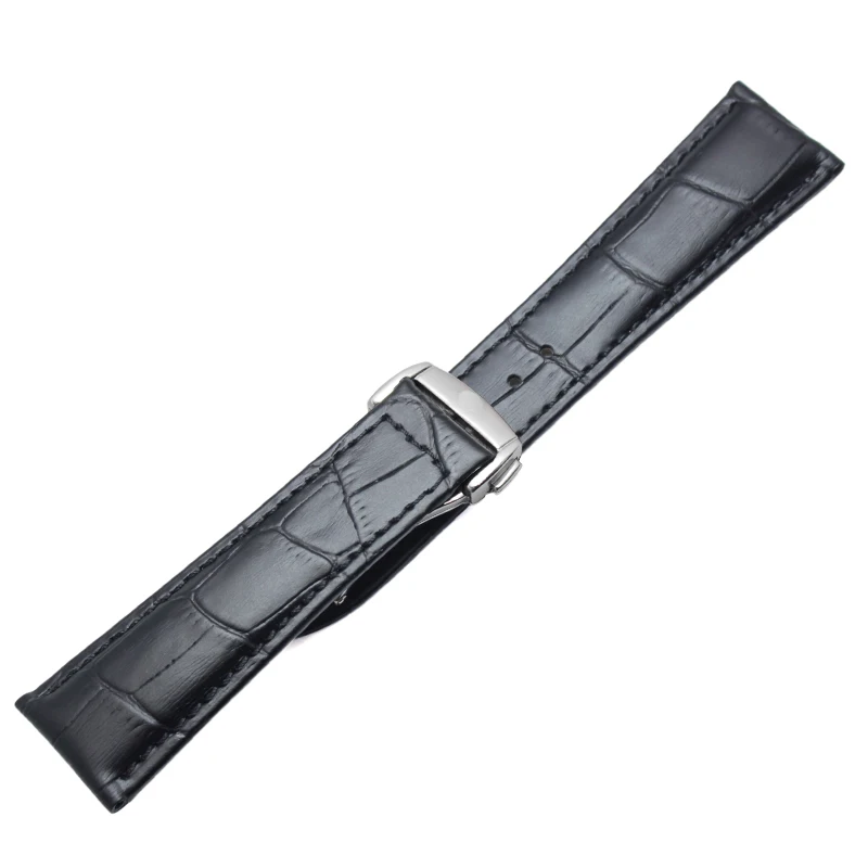 20mm 22mm Genuine Leather Watchbands Wiht Butterfly Deployment Clasp Watch Band Strap Bracelet Replacement Accessories