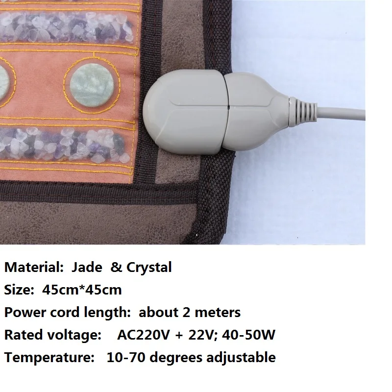 Natural Therapy Healing Jade Crystal Germanium Tourmaline Stones Infrared Heating Mat Jade Stone Massage Heating Mat/Pad 40*40CM