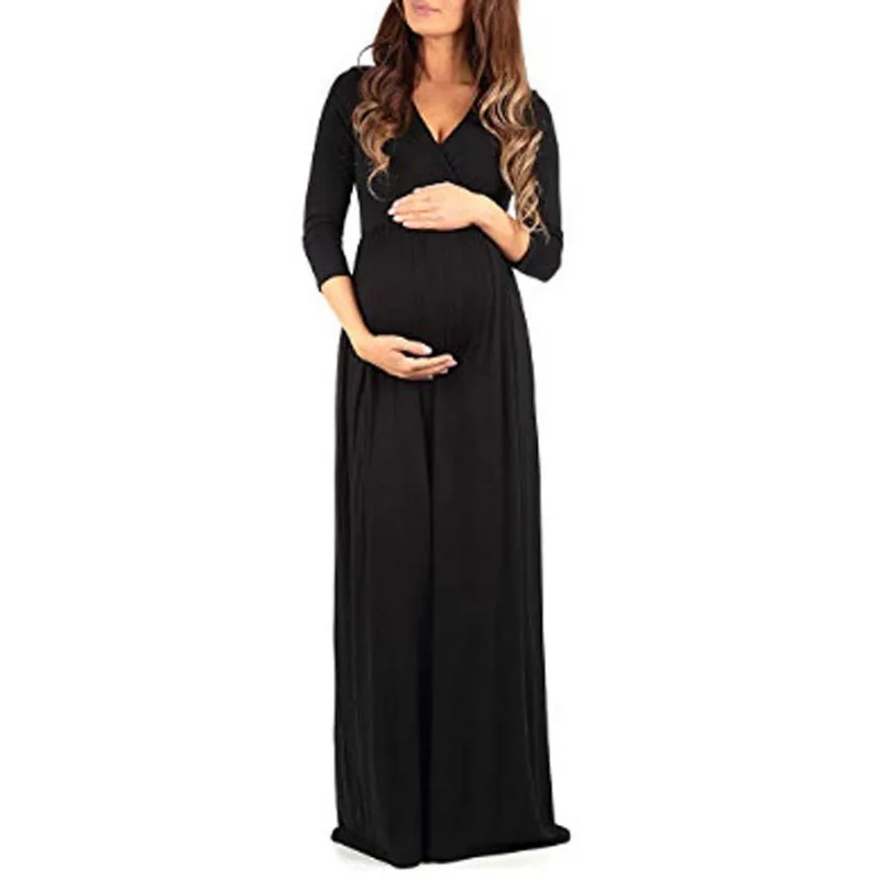 

Sexy Long Pregnancy Dresses For Pregnant Women Clothes Solid Straight Maternity Dresses Gravidas Vestidos Pregnant Clothing