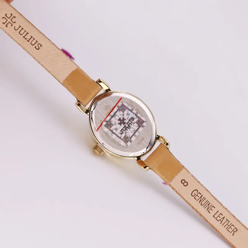 Mini montre à Quartz japonaise en cuir pour femmes, montre-Bracelet à la mode, ovale, rétro, cadeau pour filles, sans boîte