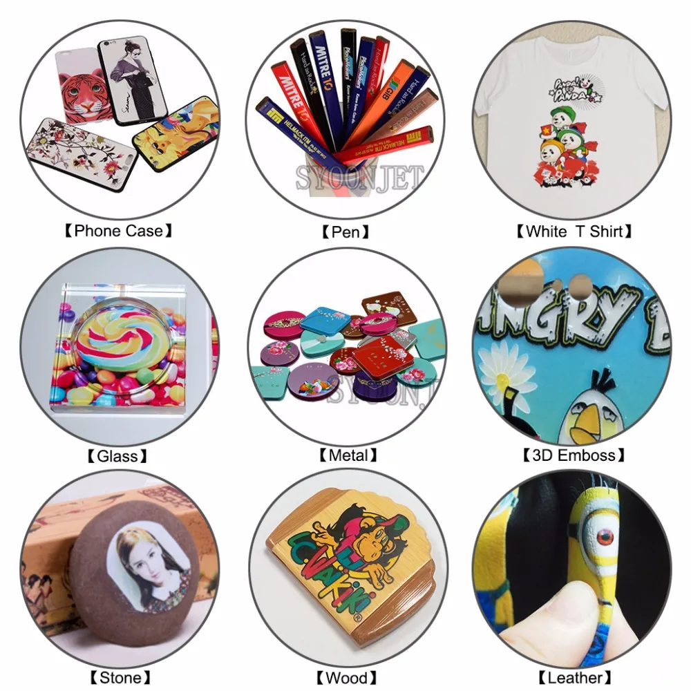 Factory UV printer A3 UV Flatbed Printer a3 for Pen Phone Case, Lighter, TPU, PVC, Metal, Wood, 3D emboss Printing